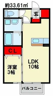 スクールサイド若藤【103号室】の間取り