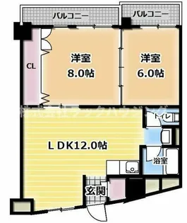 香里コーポ百合【2階】の間取り