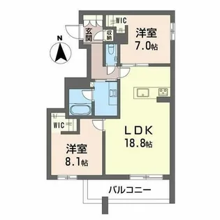 ファミール夜寒【0201号室】の間取り