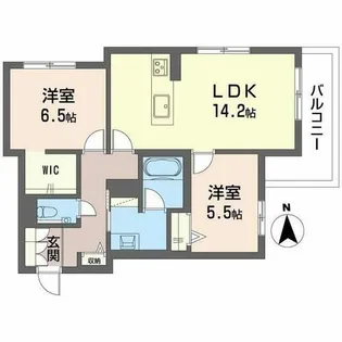 ファミール夜寒【0202号室】の間取り
