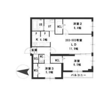 ピオネロ伏見【3階】の間取り