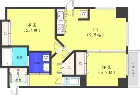 UURコート札幌南三条プレミアタワー【5階】の間取り
