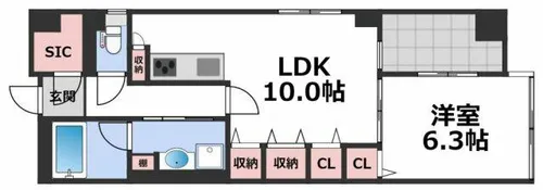ノステルコート夕陽丘【8階】の間取り