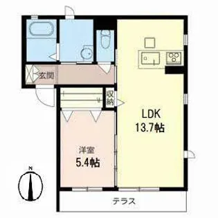 シャーメゾン赤井【0102号室】の間取り