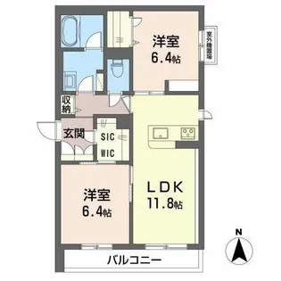 シャーメゾン アグレアーブル【0303号室】の間取り