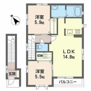 シャーメゾン六甲が丘【0201号室】の間取り