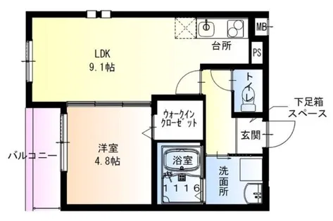 フジパレス西宮南甲子園【1階】の間取り