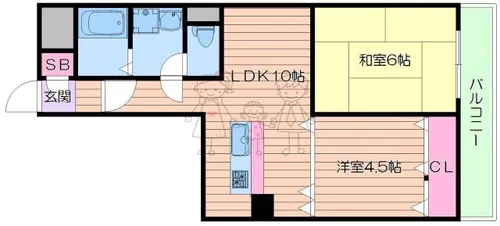サンプラザ山坂【4階】の間取り