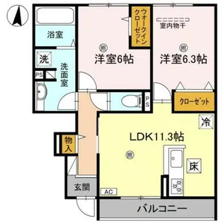 ソレイユ嵯峨野【1階】の間取り
