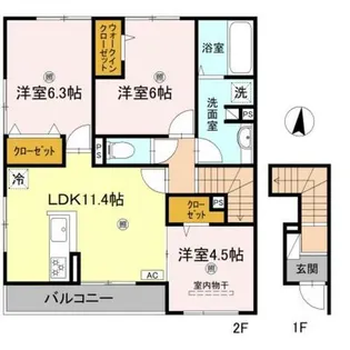 ソレイユ嵯峨野【2階】の間取り