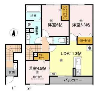 ソレイユ嵯峨野【2階】の間取り