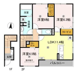 ソレイユ嵯峨野【2階】の間取り