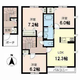シャーメゾン石上【0206号室】の間取り