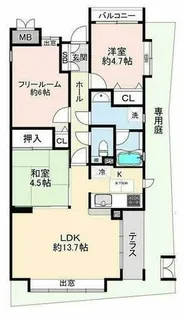 ワコーレパルテール須磨【1階】の間取り