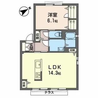 アイクスコートH【H121号室】の間取り