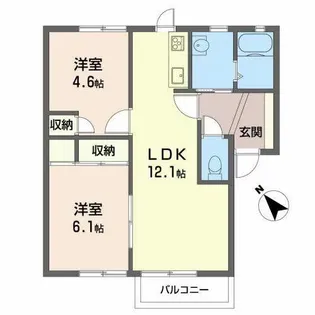 カーサ・A【0202号室】の間取り