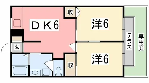 フラッツ東今宿 W棟【103号室】の間取り