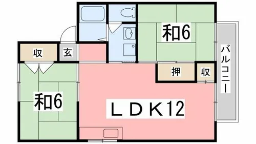 サンコーポ恵美酒【A103号室】の間取り