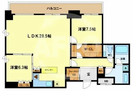 リバーサイドタワー中之島【28階】の間取り