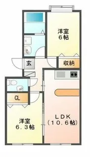 WEST COURT N棟【203号室】の間取り
