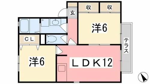 サニーハイツ田寺 B棟【103号室】の間取り