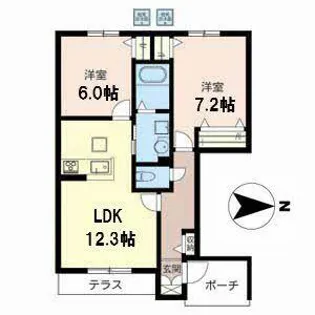 サンシャインヒルズ大谷【1階】の間取り