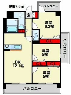 行橋第一レジデンス【401号室】の間取り
