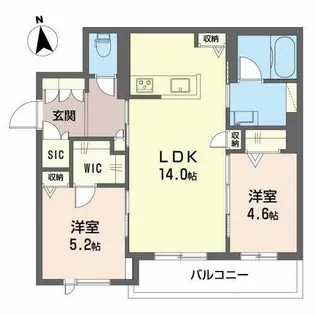 シャーメゾン グランデール清和【0205号室】の間取り