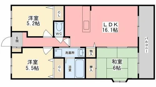 ロック雅【3-E号室】の間取り