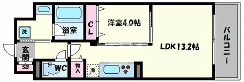 ラ・フェスタ真田山【9階】の間取り