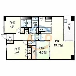 リバーガーデンコスモスクエア【15階】の間取り