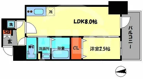 エスリードレジデンス本町パークフロント【14階】の間取り