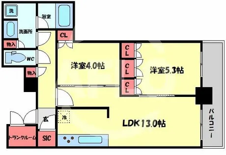 ブランズタワー梅田North【29階】の間取り