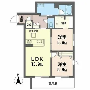 メゾン エディアン 新金岡【0102号室】の間取り