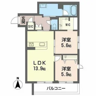 メゾン エディアン 新金岡【0202号室】の間取り
