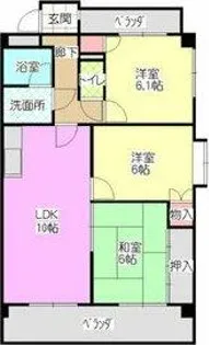 スカイコートウスイ【6階】の間取り