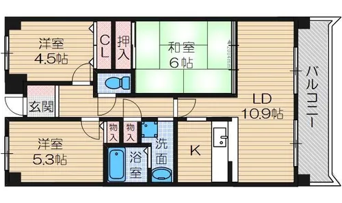 ファミーユ南摂津【4階】の間取り
