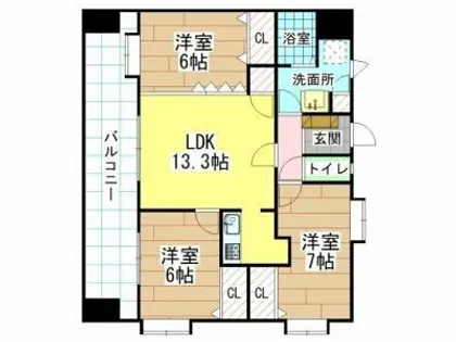 ニューリバー九工大駅前【3階】の間取り