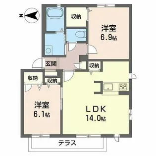 Prim.court【A101号室】の間取り
