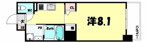 ジアコスモ神戸三宮【9階】の間取り