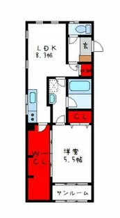 アパートメント玉串東【2階】の間取り