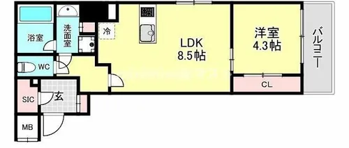 パークフラッツ弁天町駅前【3階】の間取り