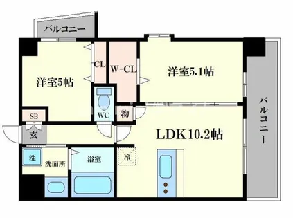 スプランディッド中之島WEST【7階】の間取り
