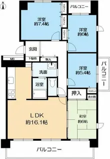 セレノ藤原台G棟【904号室】の間取り