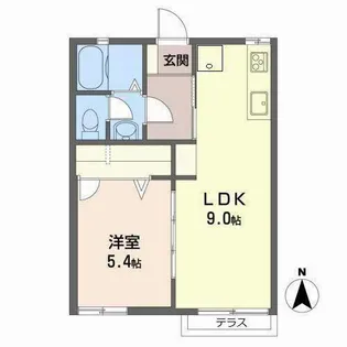シャンブル蛍ヶ池【0105号室】の間取り