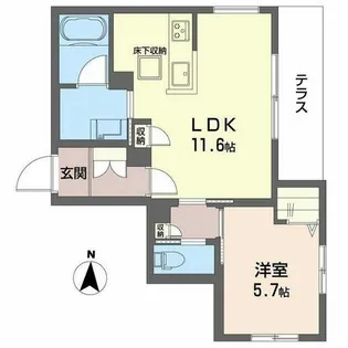 ティーエヌ伍番館【0101号室】の間取り
