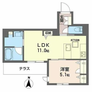 ティーエヌ伍番館【0103号室】の間取り