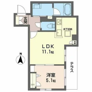 ティーエヌ伍番館【0102号室】の間取り
