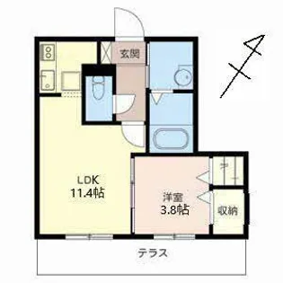 シャーメゾン2番館【0102号室】の間取り