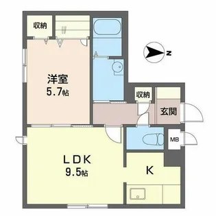 テラス新中通【0101号室】の間取り
